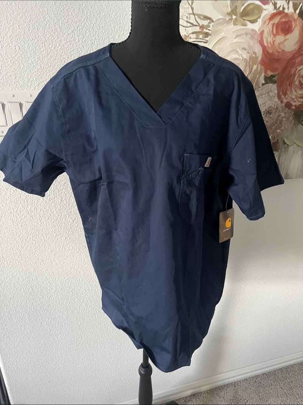 Carhartt Deep Navy V-Neck Short Sleeve Work Tee